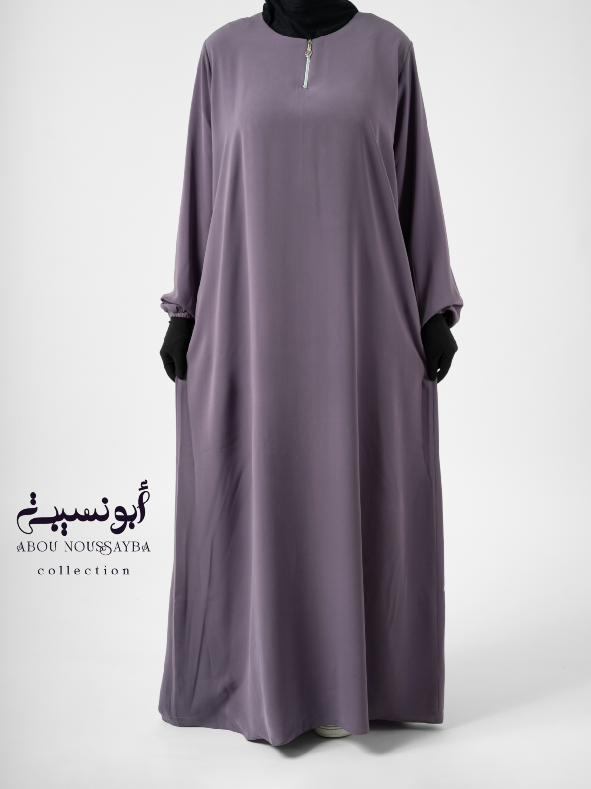 abaya seule hafsa wool peach gris mauve