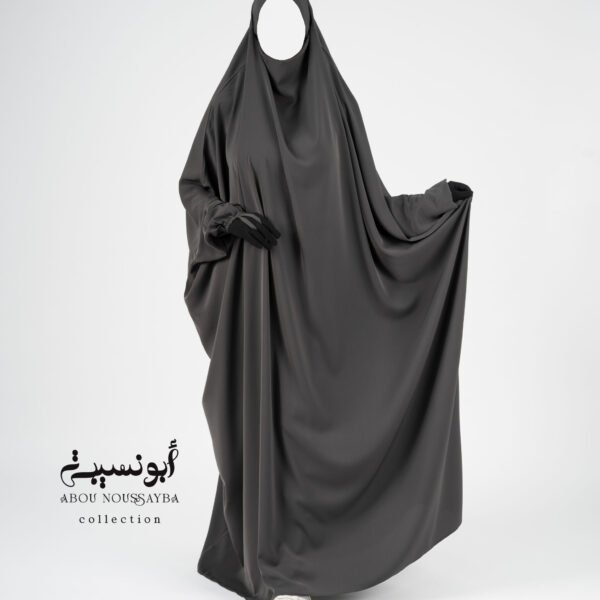 jilbab 1 pièce hind crêpe américain gris