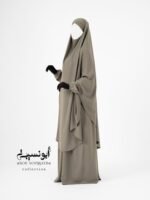 Ensemble Salsabil-Khimar Long-Beige Kaki بيج كاكي