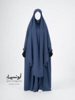 Ensemble Salsabil-Khimar Long -Bleu Ardoise أزرق رمادي
