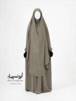 Ensemble Salsabil-Khimar Long-Beige Kaki بيج كاكي – Image 3