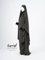 Ensemble Salsabil-Khimar Long -Vert Kaki أخضر كاكي