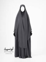 Ensemble Salsabil-Khimar Long-Gris Foncé رمادي غامق – Image 2